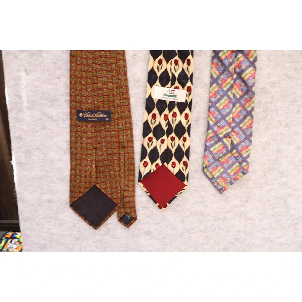 Vintage Mens Tie Lot Brooks Brothers Makers XL Van Heusen Silk Geometric Floral